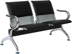 Peach Tree Reception Chairs Waiting Room Chair with Black Leather, Lobby Chairs for Reception Room, Office, Airport Reception Bench (5 Seat, Black)
