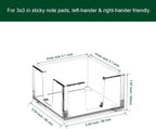 Acrylic Sticky Note Holder, Self-Stick Note Pad Holder W/O Pads - Note Dispenser Memo Pad Holder Desk Organizer for School Office Home (3''x3'' Clear)