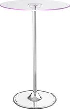 Chrome Glass Top LED Bar Table