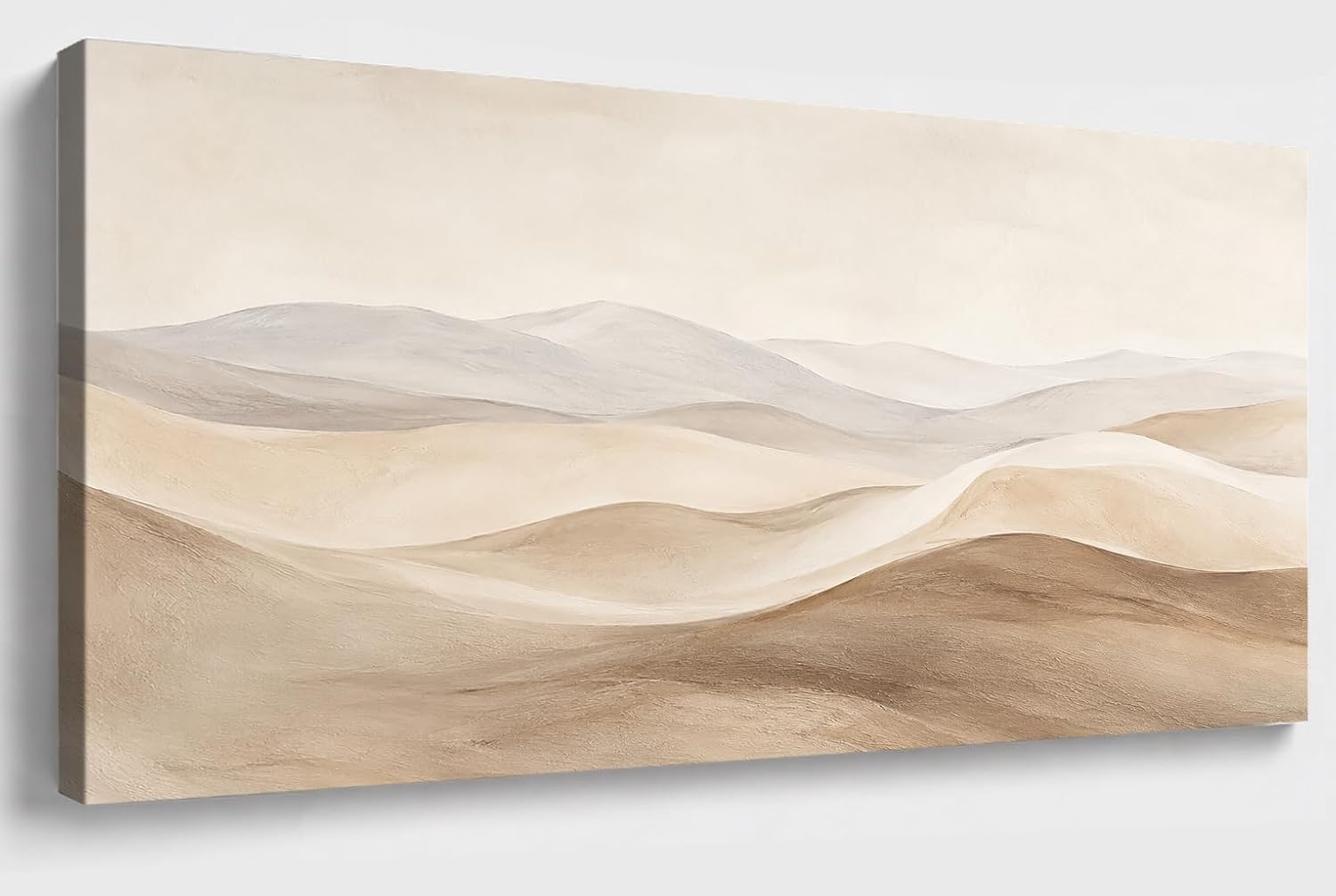 JILLICK Quiet Sand Dunes Canvas Wall Art, Beige Abstract Desert Landscape Horizontal Wall Decor for Bedroom Living Room Office 58x28 Inch, Large Horizontal Wall Art for Living Room Above Sofa