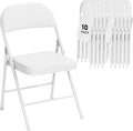 White Folding Chairs 10 Pack, Back Padded Folding Chairs with Cushion, Steel Frame, Portable Stackable Commercial Seat, Chairs for Party Events Office Birtydayt Wedding Indoor Outdoor