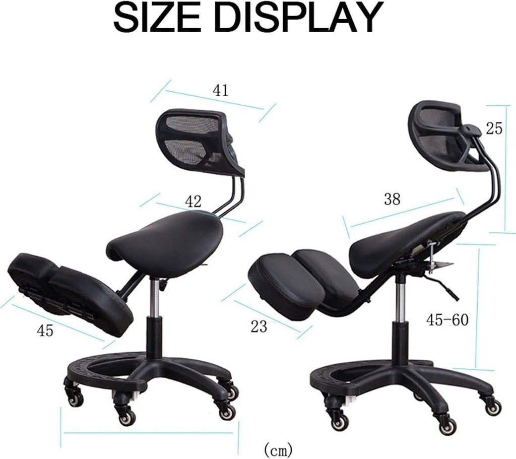 Kneeling Chair with Back Support for Office & Home | Ergonomic Posture Correction Stool | Angled Seat Design for Extended Sitting Comfort | Adjustable Computer Chair to Improve Posture