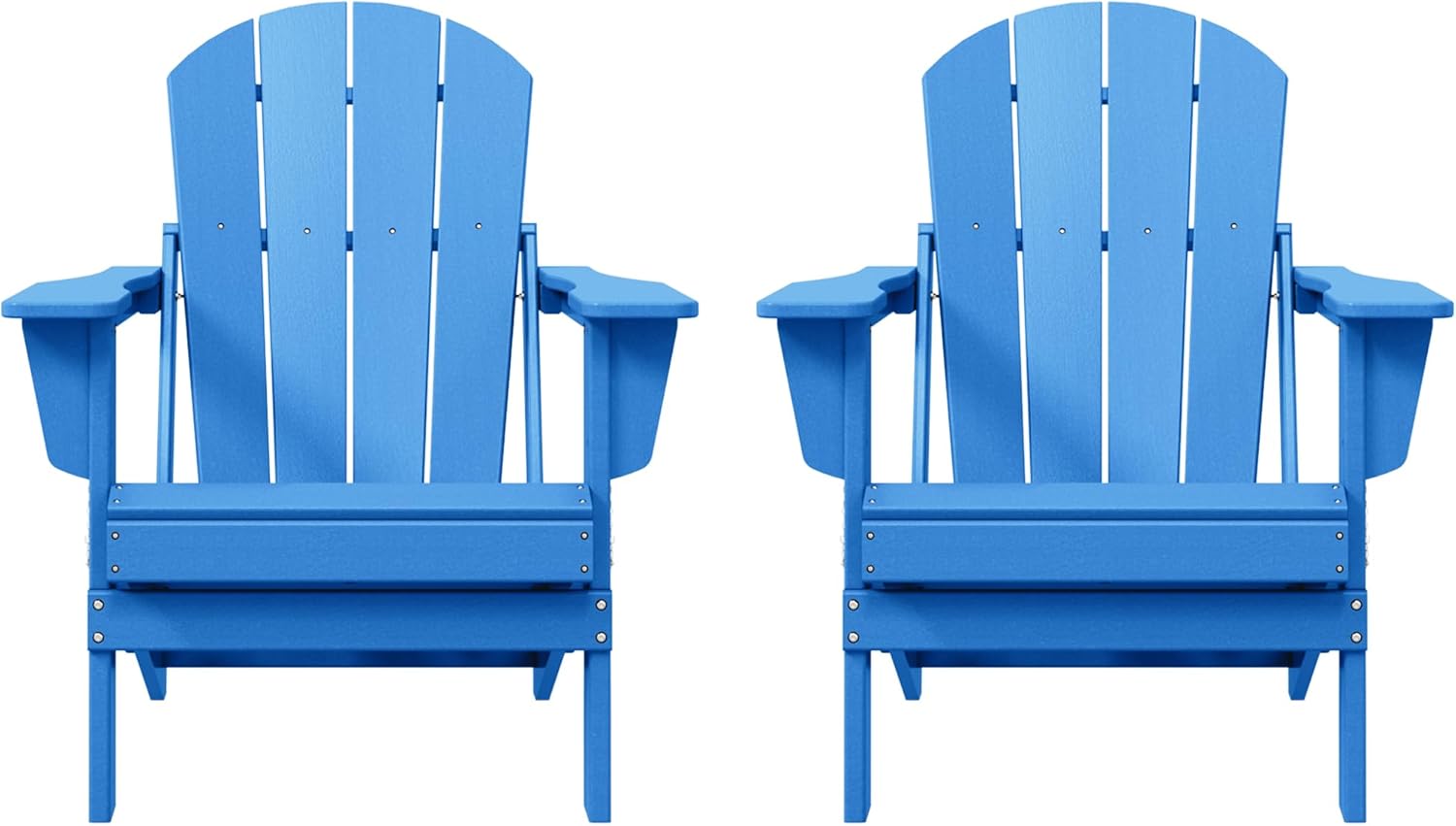 HDPE Laguna Outdoor Folding Poly Adirondack Chair (Set of 2), Pacific Blue