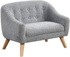 Lilola Home Amelia 28-inch Kids Gray Chenille Accent Sofa with Tufted Back, Natural Wood Legs, Foam-Filled Seat with Pocket Coil Springs – Child-Sized Upholstered Sofa for Playroom, Bedroom,Read Nook