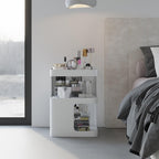 No Assembly Side Table, Modern 3-Tier Carbon Steel Side Table for Living Room Bedroom, Unique Geometric End Table Nightstand with Storage, Sturdy Sofa Table for Small Spaces (Cream White, Medium)