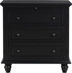 28'' Painted Nightstand with Pull Out Tray, Bedside Cabinet with 3 Drawers, Sofa Side Table with Rubber Legs and Metal Handle for Bedroom Sofa Couch Office