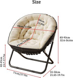Oversized Folding Saucer Chair with Carbon Steel Frame for Living Room Lounge and Office Beige Color(Orange)