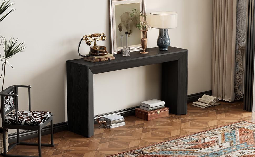 Elegant Console Table,Fireplace Design,Simple and Functional with Wood Veneer Top,for Hallway, Living Room, or Entryway