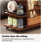 Wooden Side Table with Wheels, Large Capacity Storage End Table, 3 Tier Rolling Cart, Small Couch Table Suitable for Balcony, Living Room and Bedroom