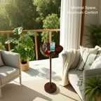 Small Side Table for Living Room, Drink Table, Coffee Martini Table with Pedestal Accent for Small Spaces, Sofa End Table, Coffee Tables for Bedroom, Rustic Brown Teardrop Shaped Tabletop
