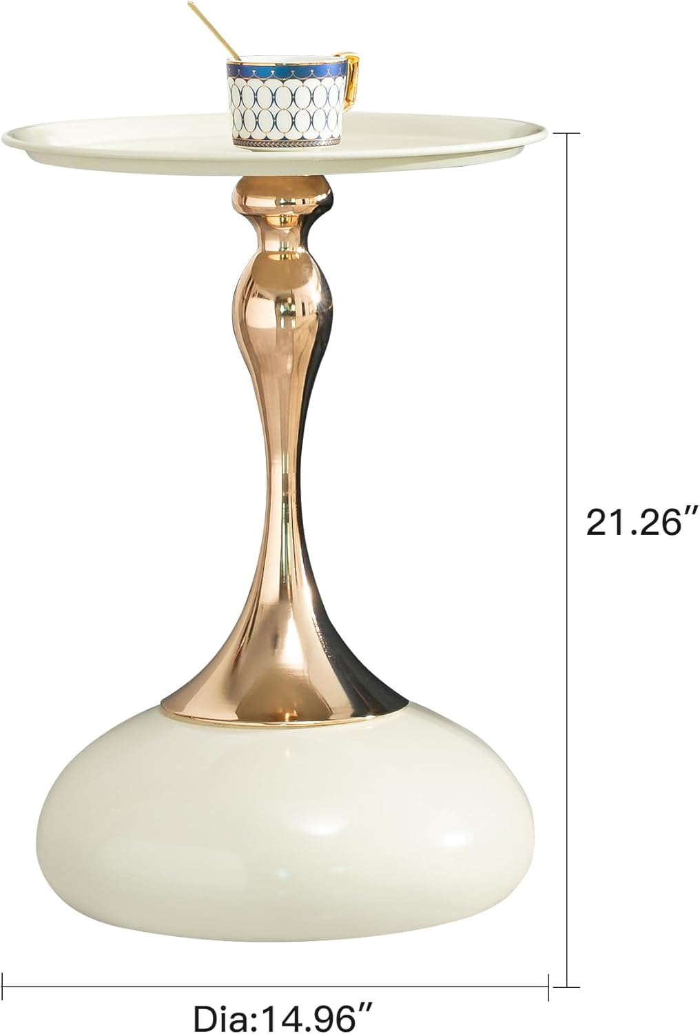 Round Pedestal Side Table, Small Metal Drink Table for Small Spaces, Modern Accent End Table for Living Room, Bedroom, Sofa, Cocktail Table