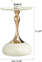 Round Pedestal Side Table, Small Metal Drink Table for Small Spaces, Modern Accent End Table for Living Room, Bedroom, Sofa, Cocktail Table