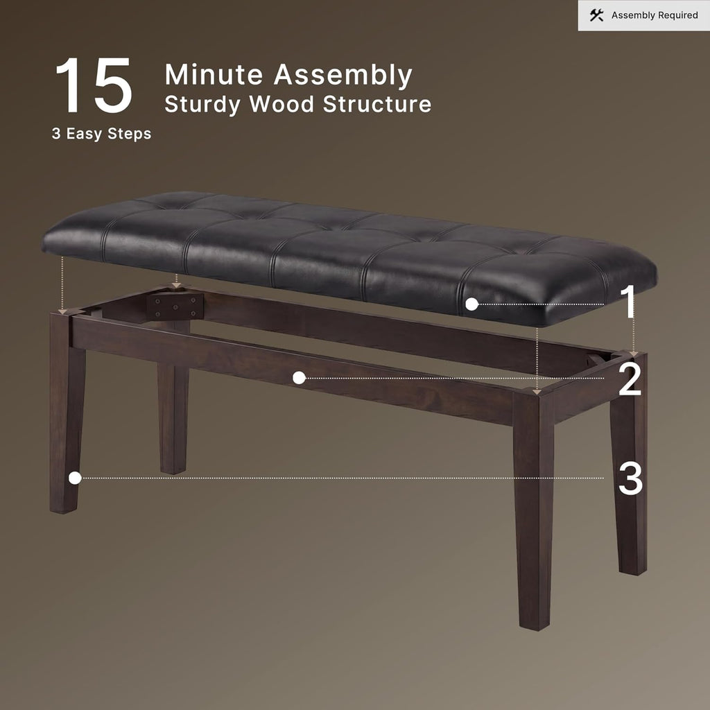 Signature Design by Ashley Haddigan Traditional Upholstered Dining Room Bench, Dark Brown