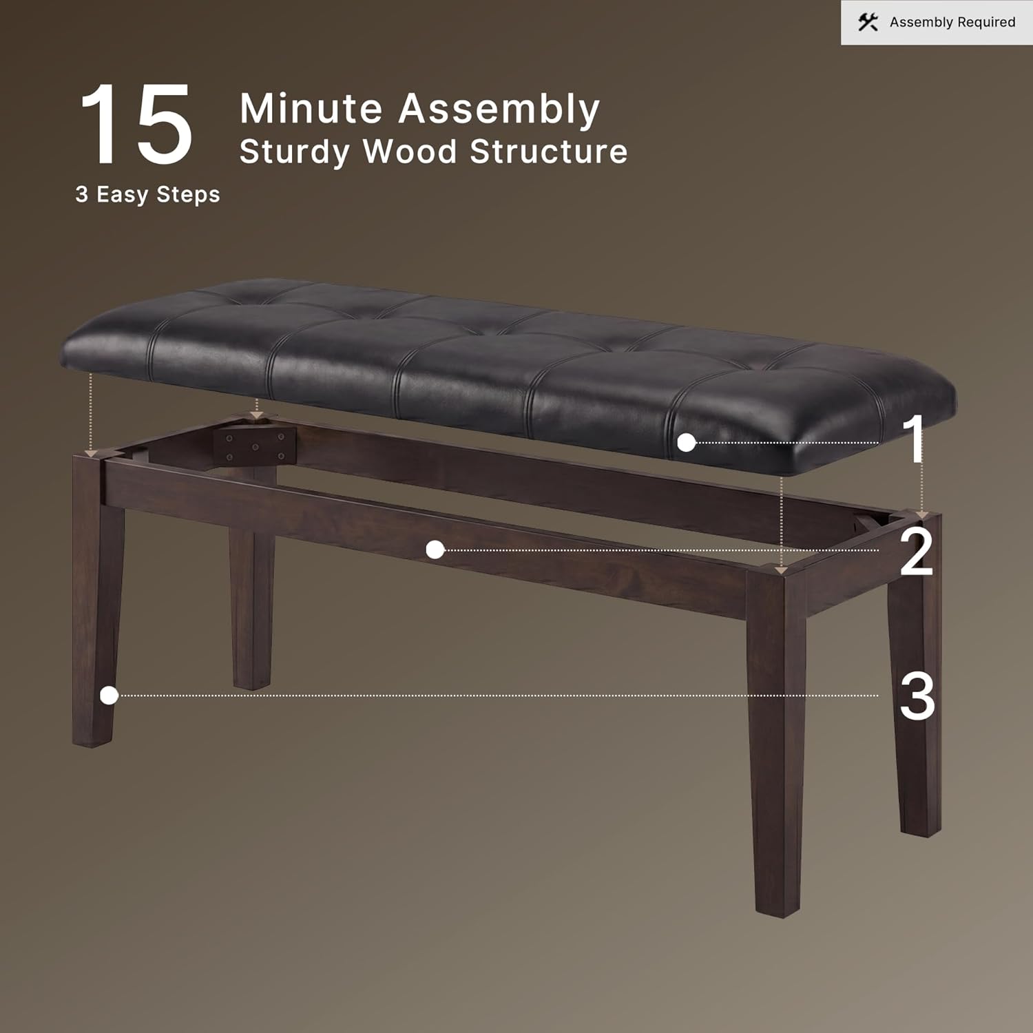 Signature Design by Ashley Haddigan Traditional Upholstered Dining Room Bench, Dark Brown