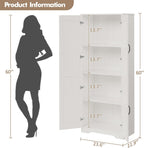 CABIHOME White Pantry Storage Cabinet 60" Tall, 2-Door Adjustable Shelf Cupboard for Kitchen, Bathroom, Living Room - Tall Storage Furniture