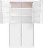 71.3" Tall Kitchen Pantry Storage Cabinet with 4 Doors, 2 Drawers, 2 Adjustable Shelves, 8 Door Shelves, Freestanding Kitchen Hutch Cabinet Cupboard for Kitchen, Dining Room (White)