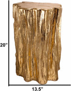 HomeStock Wood Texture Accent Table - Golden Tree Trunk Side Table for Living Room