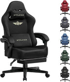 GTPLAYER Gaming Chair Fabric with Pocket Spring Cushion, Big and Tall Gamings Chairs 350LBS High Back Computer Chair with Footrest for Adults Lumbar Support Swivel Game Chair for Office Light Black
