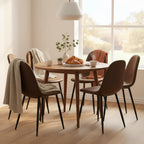 Homy Casa 6-Piece Suede Upholstered Dining Chairs Set of 6 – Armless Side Chairs with Padded Seat & Back, Metal Legs, Brown Accent Dining Room/Kitchen Seating