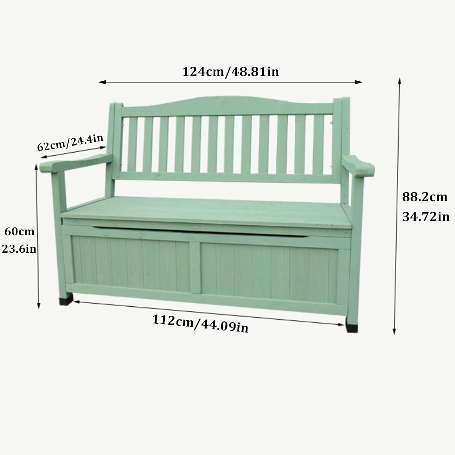 Waterproof Solid Wood Garden Bench, 48.8" Outdoor Storage Bench for Patio, Yard, Porch, Entryway - Durable & Stylish Seating Solution