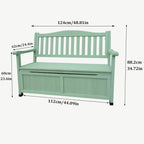 Garden Bench, Outdoor Storage Bench, 48.8" Waterpoof Solid Wood Benches for Lawn Yard Porch Work Entryway(B)