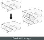 mDesign Stackable Plastic 3 Bottle Refrigerator Wine Rack - Kitchen Storage Organizer Holder for Storing Champagne, Wine, and Water Bottles - Stacking Wine Bottle Organizer for Fridge - Clear