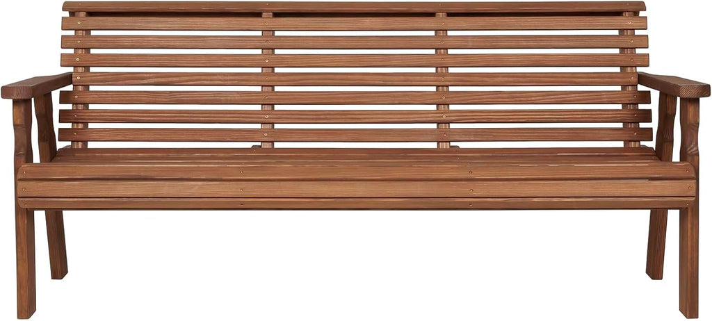 Amish Casual Heavy Duty Roll Back Outdoor Bench (4-Foot, Oak Stain)