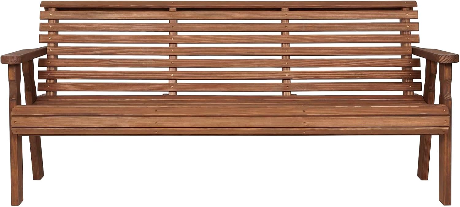 Amish Casual Heavy Duty Roll Back Outdoor Bench (4-Foot, Oak Stain)