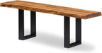Alaterre Furniture Alpine Solid Wood Entryway Bench - 48 Inch Industrial Modern Bedroom Bench with Live Edge and Metal Legs - Furniture for Entryway, Dining Room, Kitchen, or Bedroom