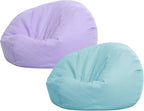 Sliner 2 Pcs Stuffed Storage Bean Bag Chair Cover for Kids Adults (no Filler) Stuffable Zipper Beanbag Cover for Organizing Plush Toys or Memory Foam(31.5 * 31.5 * 15inch,Cotton,Green and Purple)