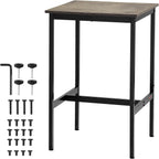 VEVOR Bar Table, Sturdy Metal Frame High Top Pub Table, Small Kitchen Dining, Cocktail Coffee Counter Bar Height Desk, Easy to Assemble, 24x24x36 in, for Living Room Party, Rustic Brown and Black