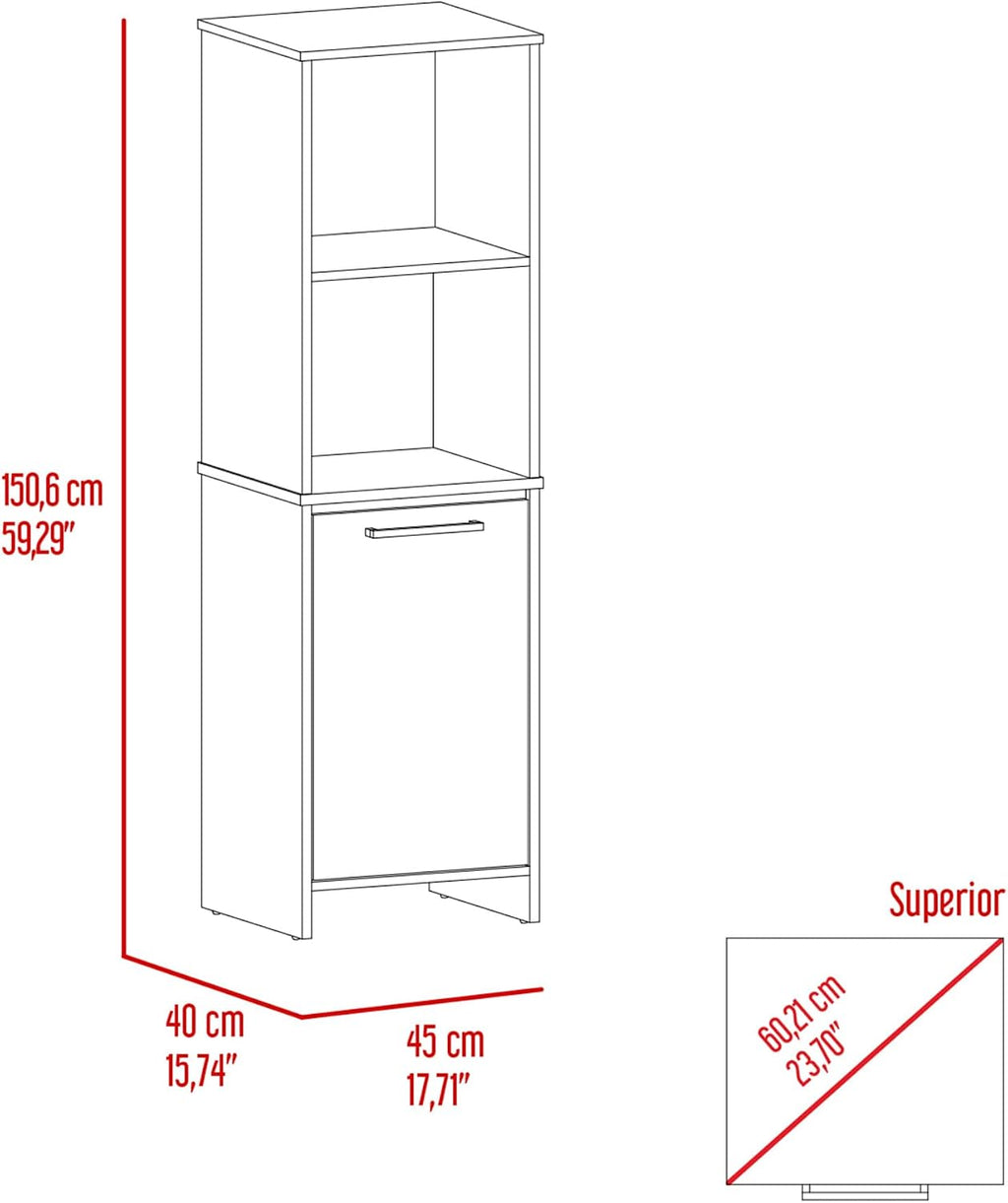Kitchen Pantry Feery, Single Door Cabinet, Interior and External Shelves, White Finish