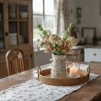 SIDUCAL Ceramic Rustic Vase with 2-Ear, 7.6 Inch Ice Cracked Vintage Pastoral Vase, Rustic Farmhouse Vases for Home Decor, Table, Living Room, Shelf Decor, Chinoiserie Decor, Brown Floral Pattern