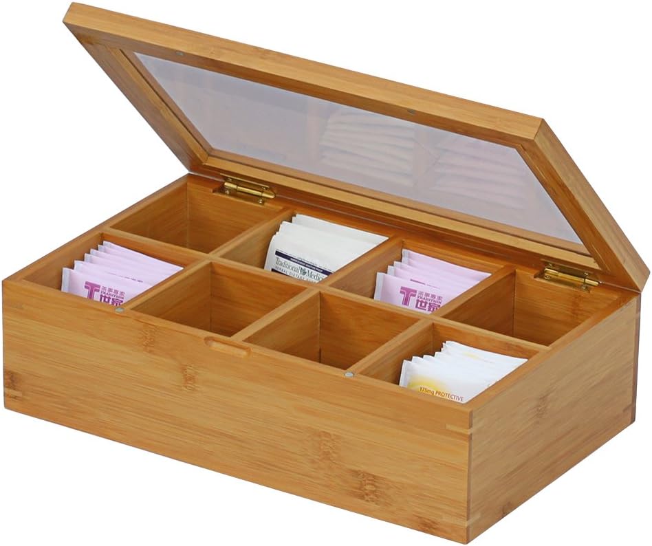 Oceanstar - TB1323 Bamboo Tea Box,12 Inch,Natural,(Pack of 6)