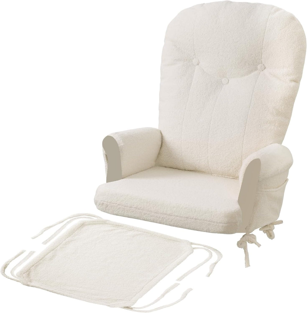 ANMINY 5pcs Glider Rocker Replacement Cushions Set with Ottoman Cover, 3.5Inch Thickened Fleece Glider Rocking Chair Cushions with 29.5Inch Tufted Backrest & Side Pockets for Indoor Nursery, Beige