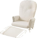 ANMINY 5pcs Glider Rocker Replacement Cushions Set with Ottoman Cover, 3.5Inch Thickened Fleece Glider Rocking Chair Cushions with 29.5Inch Tufted Backrest & Side Pockets for Indoor Nursery, Beige