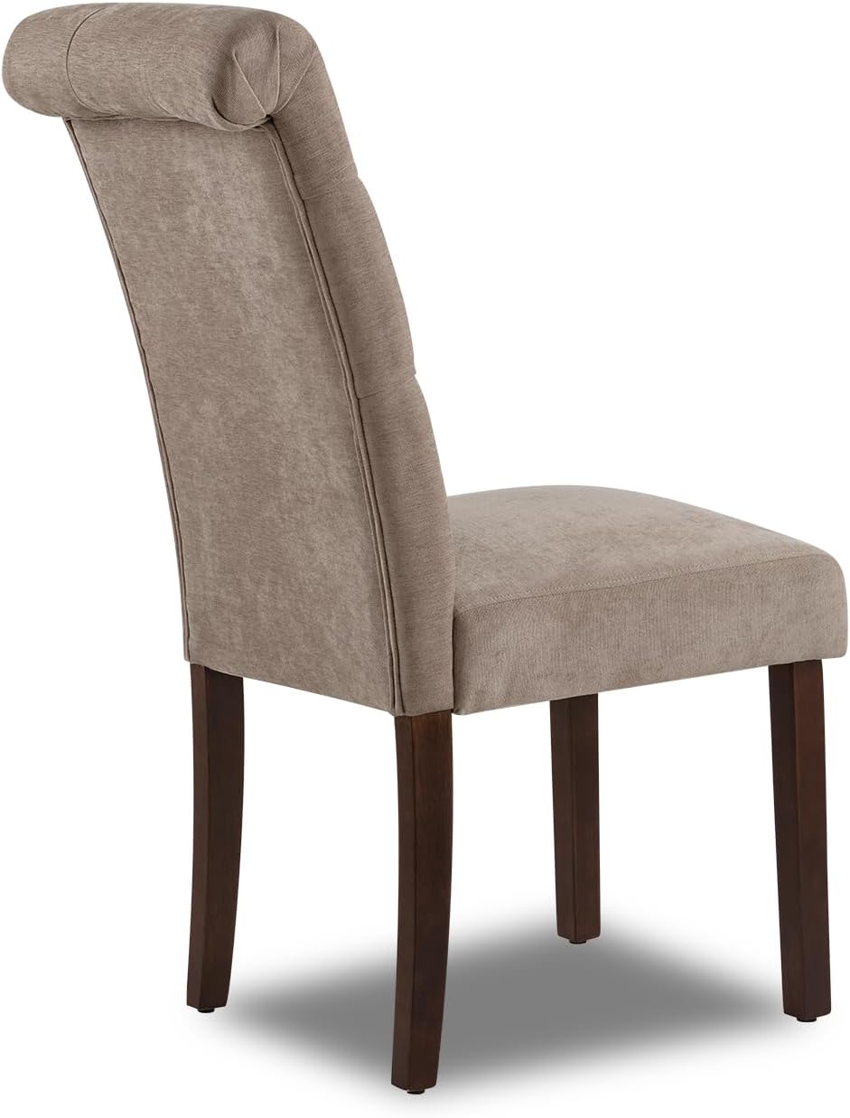 Dining Chairs Set of 2, Button Tufted Parsons Upholstered Chairs with Solid Wood Legs, Mordern Fabric Kitchen Chairs for Dining Room
