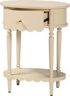 Bali & pari Liba End Table - 1-Drawer Accent Table with Scalloped Detailing and Open Shelf Storage for Hallway, Entryway, and Living Room