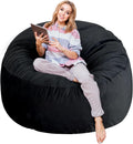 SHOUREN 3 Ft Bean Bag Chair,Memory Foam Bean Bag Chairs for Adults,Bean Bag Sofa for Living Room,Beanbag with Filler Included,Soft Velvet Fabric,Pull-Handle - 3 Foot,Black