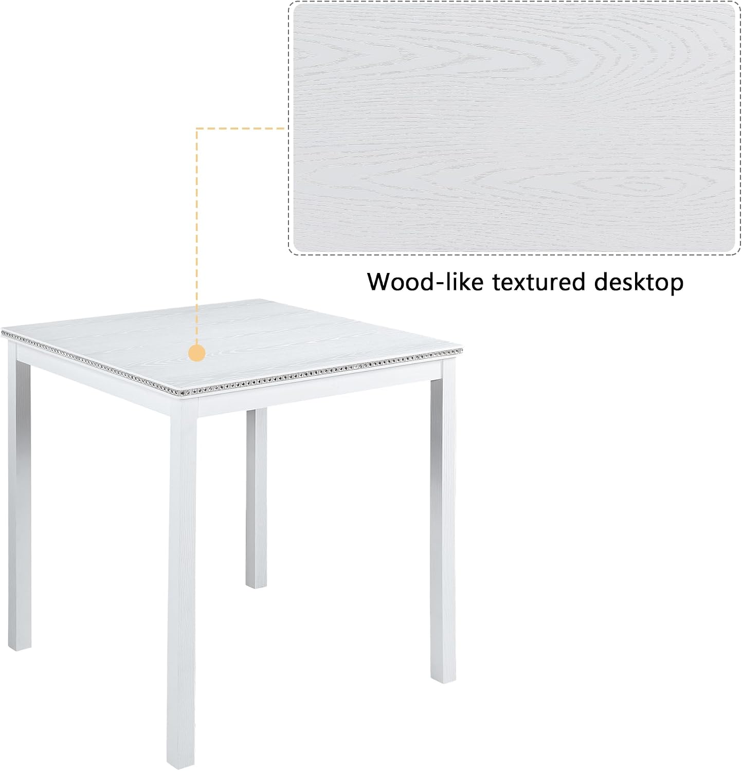 LUMISOL Wood Square Dining Table for 4, Farmhouse Counter Height Kitchen Table for Small Space, No Included Chairs, White