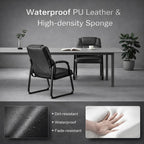 Office Guest Chair Set of 4, Leather Waiting Room Chair with Sled Base and Armrests, Reception Desk Chair No Wheels, Conference Room Chair for Office Lobby Clinic Home