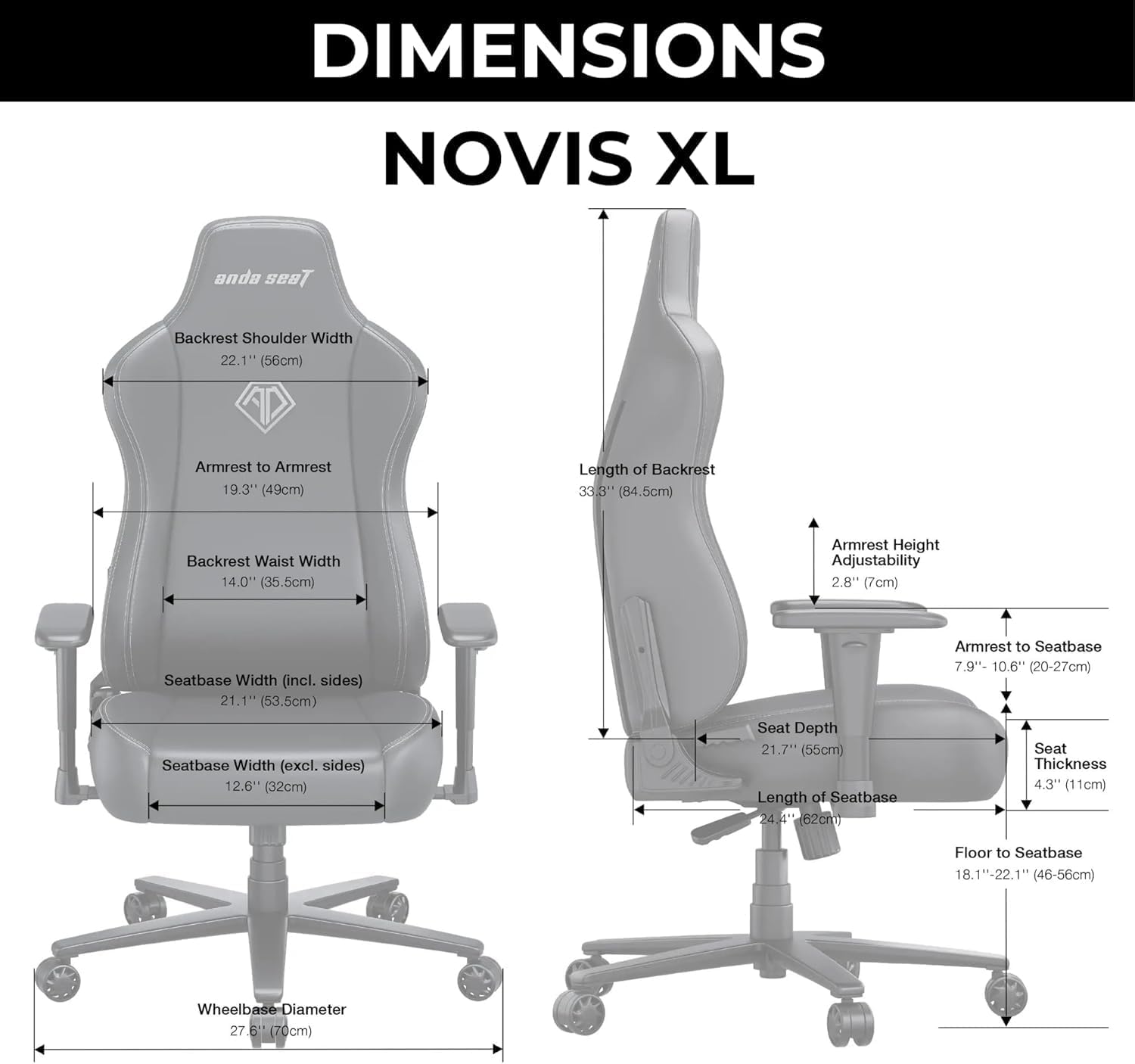 Anda Seat Novis Gaming Chair for Adults -Reclining Video Game Chairs, Linen Fabric Ergonomic Office Chair for Home & Work, Heavy Duty Back Lumbar Support - Gray Fabric, XL