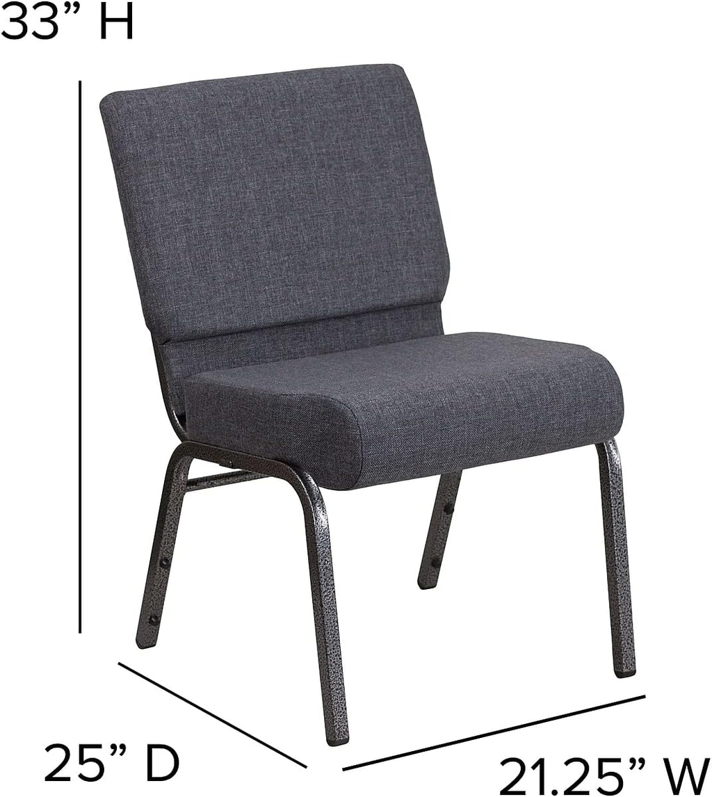 Flash Furniture 4 Pack HERCULES Series 21''W Church Chair in Dark Gray Fabric - Silver Vein Frame