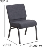 Flash Furniture 4 Pack HERCULES Series 21''W Church Chair in Dark Gray Fabric - Silver Vein Frame