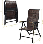 Tangkula Foldable Patio Wicker Dining Chairs Set of 4, Portable High Back Outdoor Wicker Chair with 5-Level Adjustable Backrest, No Assembly Reclining Chairs for Porch Deck Garden Balcony (4)
