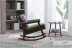Rocking Chair for Nursery, Mid Century Modern Accent Chair with Comfort Backrest and Cushion, Cozy Reading Chair with Solid Rubberwood Frame for Living Room, Bedroom and Sunroom