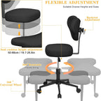 Ergonomic Cross Legged Office Chair, 360° Swivel Criss Cross Desk Chair with Footstool, Height Adjustable Meditation Chair with Backrest, Multi-Position Kneeling Chairs for Home Office, Yoga Black