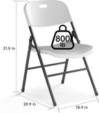 10 Pack Folding Chair, 800 Weight Limit Heavy Duty Plastic Folding Chair Portable Seating for Indoor Outdoor Events, Wedding, Party, Restaurant, Meeting Room White