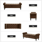 67'' End of Bed Bench King Size, Storage Bench for Bedroom End of Bed, Upholstered Tufted Storage Ottoman Benches with Arms for Living Room, Entryway, Windows, Brown