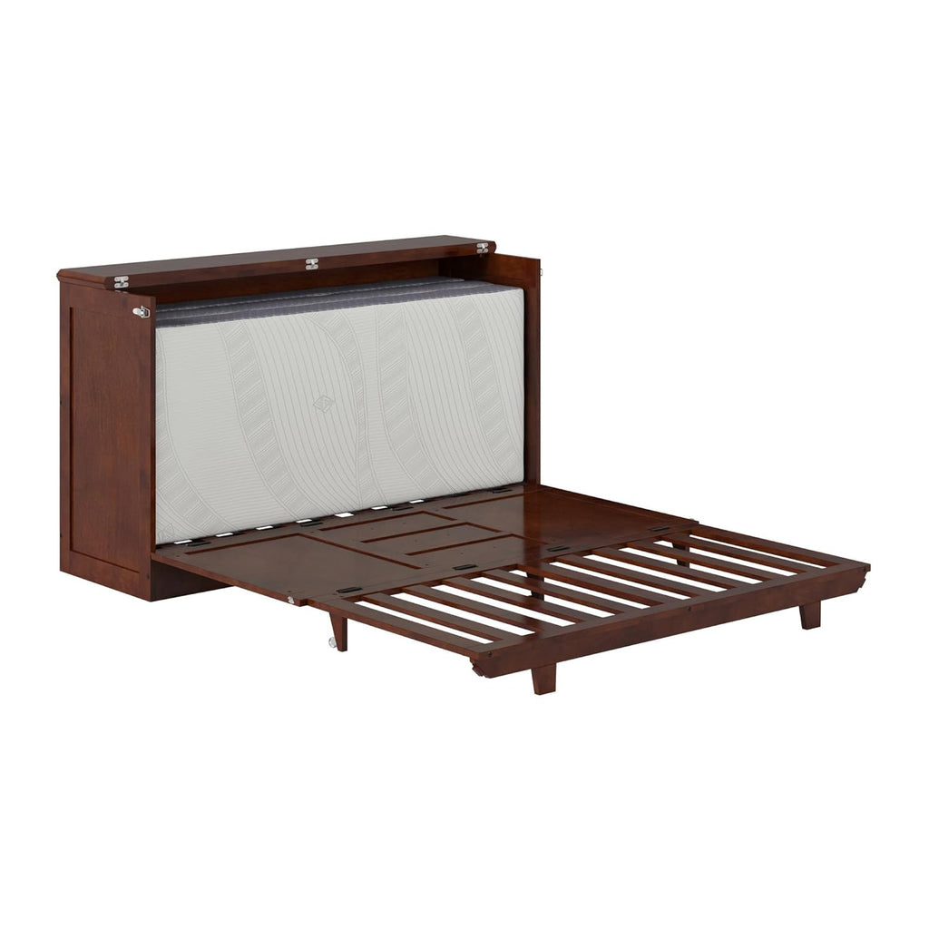 AFI, Charleston Queen Wood Murphy Bed Chest with 6" Mattress, Walnut